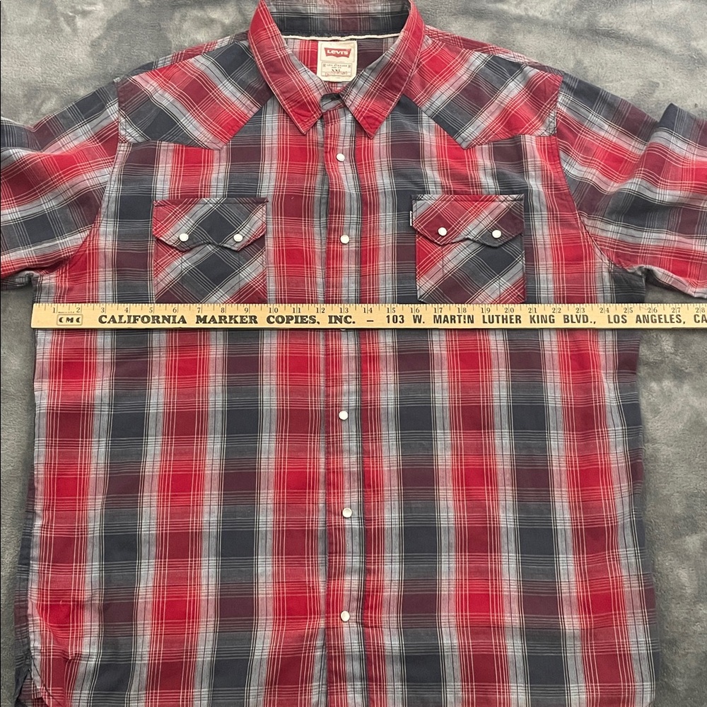 Levi's Plaid Western Snap Button Up - image 4